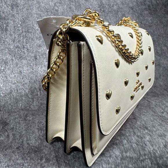 Coach Klare Crossbody Bag With Heart Rivets CDB01 Gold/chalk New - Picture 6 of 9